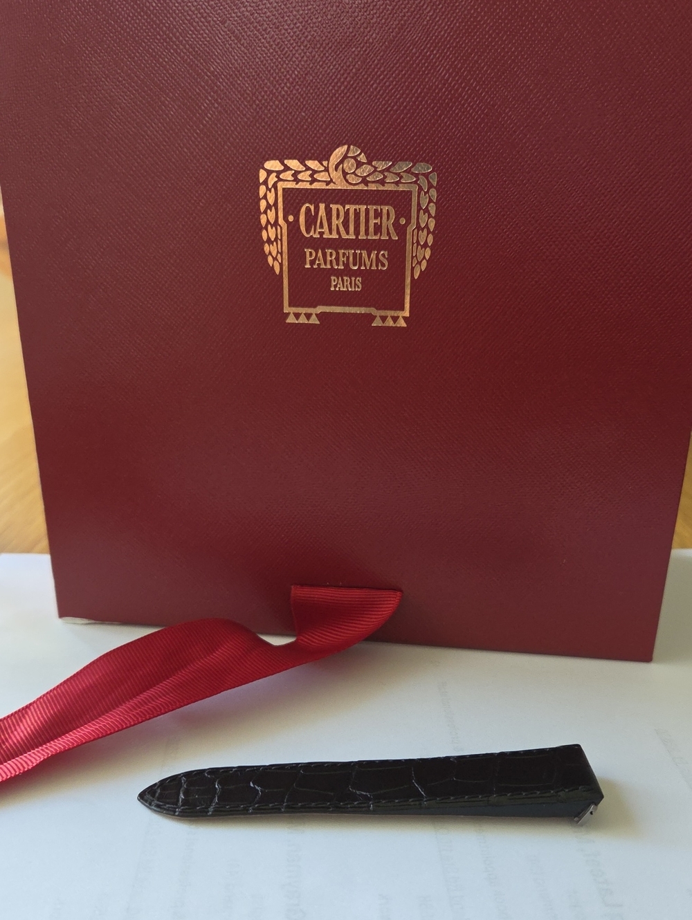 Authentic Cartier Black Croc Embossed Watch Strap KD82XK97-S07
